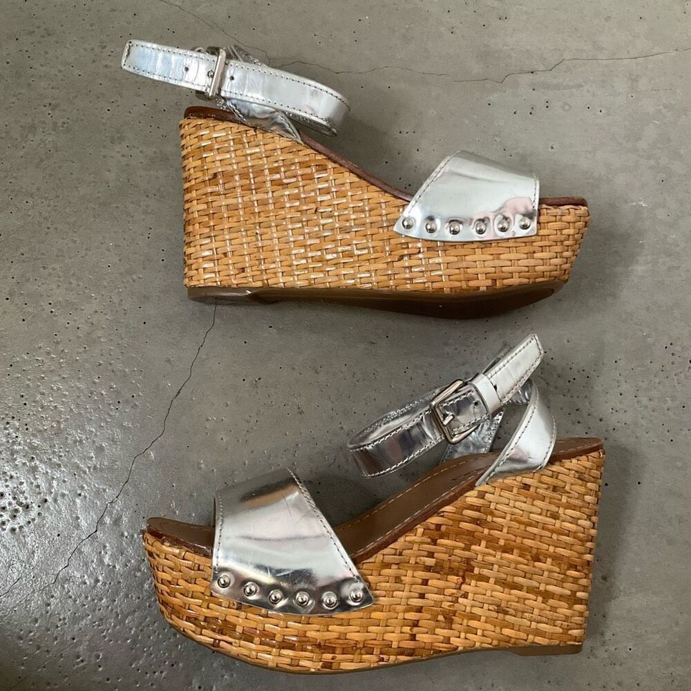 Prada Woven Metallic Wedges - Picture 3 of 11